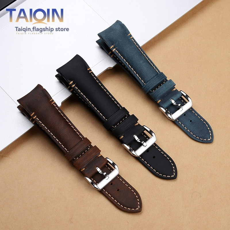 Omega Watch Seamaster - Tali Jam Kulit Retro Matte Ujung