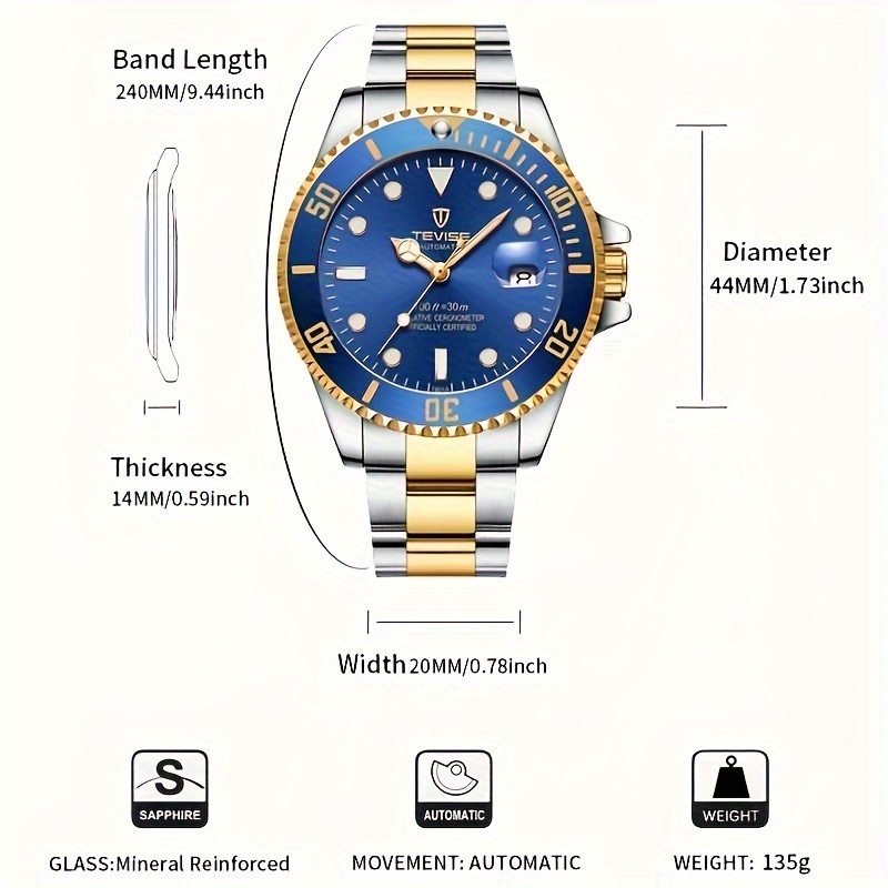 TEVISE jam tangan mekanis pria - Rolex Watch Datejust ulasan dan harga