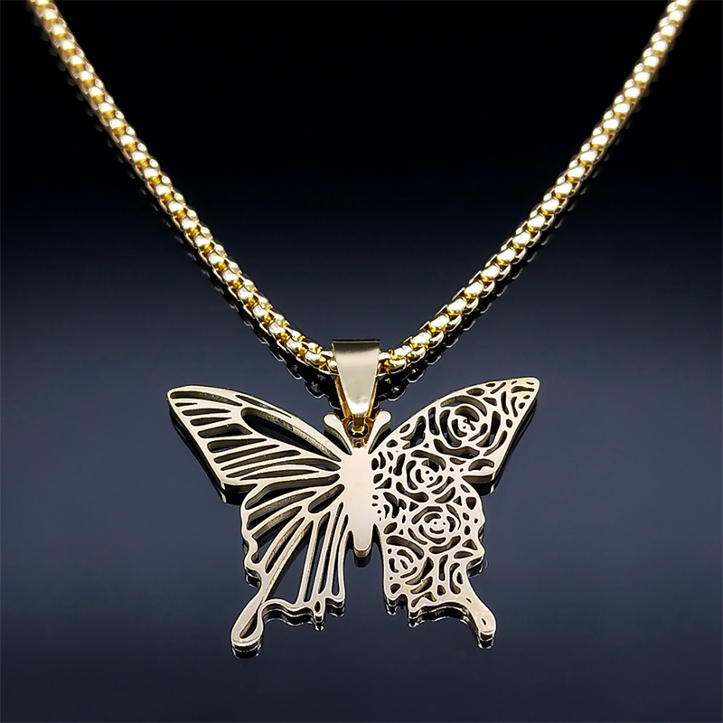 Kalung Liontin Bunga Mawar Kup - Butterfly Clasp Deployant ulasan dan harga