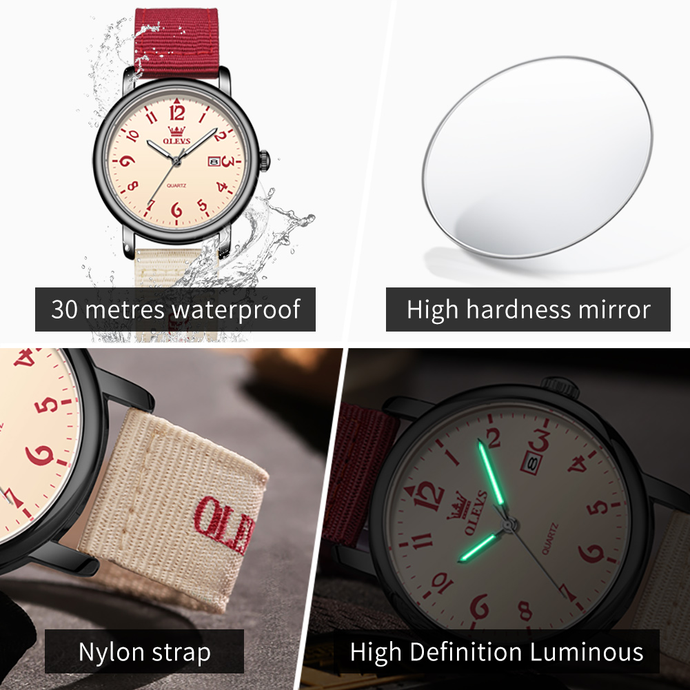OLEVS Jam Tangan Kuarsa Modis  - Canvas Strap Watch ulasan dan harga