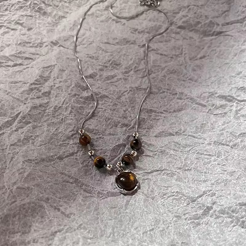 Kalung Batu Mata Harimau Alami - Butterfly Clasp Deployant ulasan dan harga