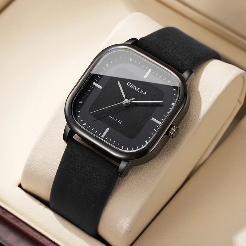 Jam Tangan Pria Dial Persegi K - Leather Watch Band Men ulasan dan harga